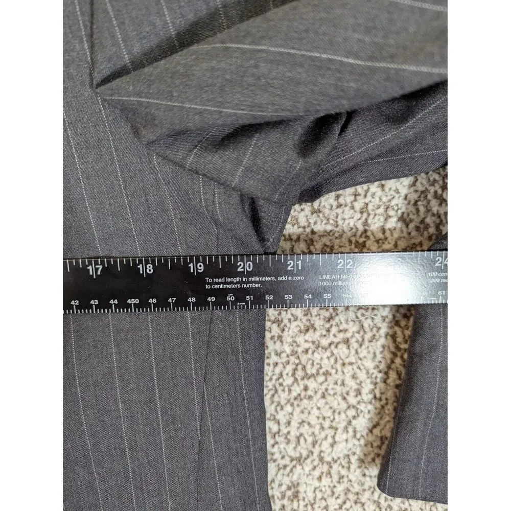 Chaps Ralph Lauren Sport Coat Mens 42R Grey Striped 1980s Virgin Wool Blazer Vtg